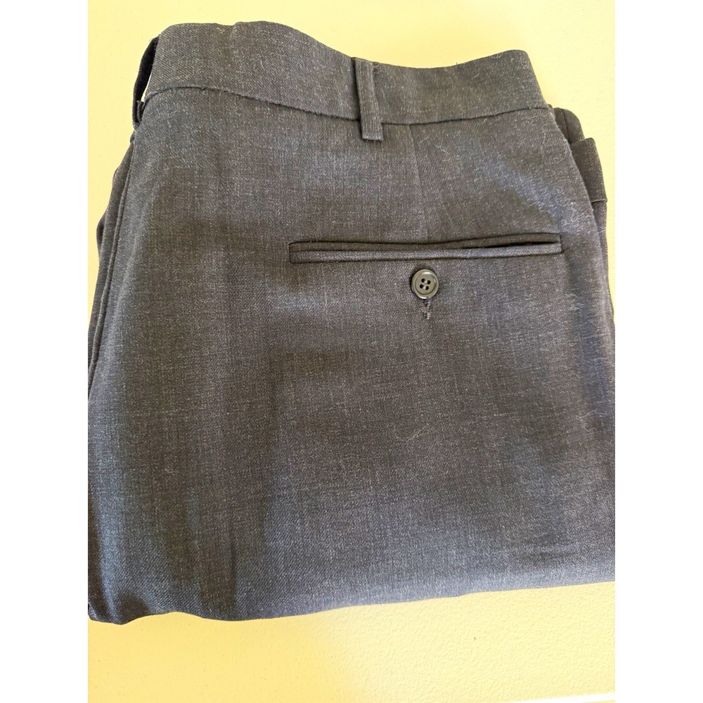 DKNY Men's 34x30 Black Woolen Dress Pants Classic Fit Straight Pleated Pockets